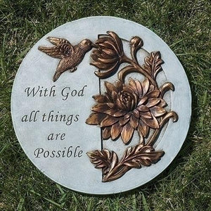 9"H WITH GOD ALL THINGS Garden Stone