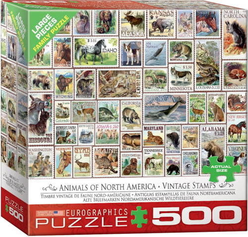 EuroGraphics North American Wildlife Vintage Stamps 500-Piece Puzzle