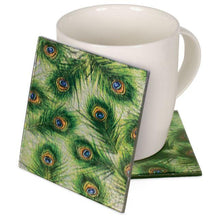 Load image into Gallery viewer, Angelstar Cozenza Collection Peacock Feathers Coasters Set