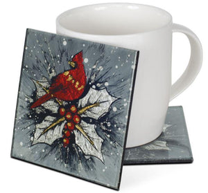Angelstar Cozenza Collection Christmas Cardinal Coaster Set-4"