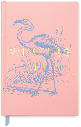 Vintage Sass Flamingo Winging It  Soft Touch Hardcover Bound Book