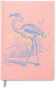 Vintage Sass Flamingo Winging It  Soft Touch Hardcover Bound Book