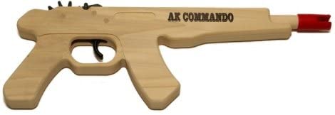 Magnum Wooden AK Commando Rubber Band Pistol, yellow ammo