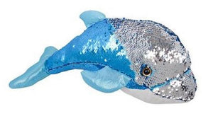 18" Sequin Blue Dolphin Plush