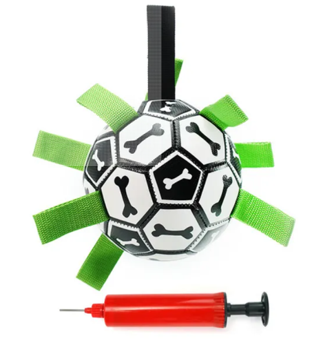 Pom Pom Tail Dog Soccer Ball with Grab Tabs
