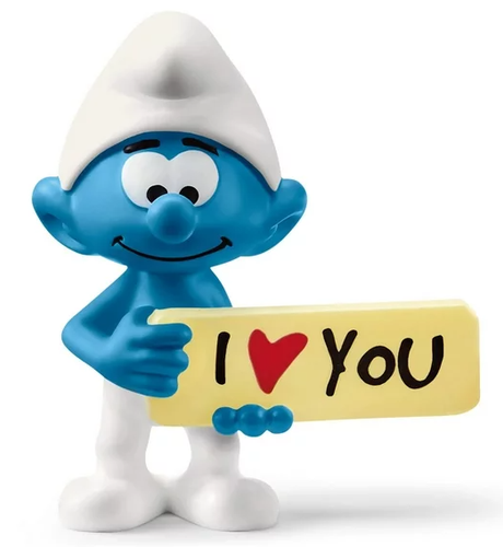 Schleich Smurf with a I Love Your Sign Toy Figure