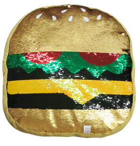 16" Flip Sequin Hamburger Plush Pillow