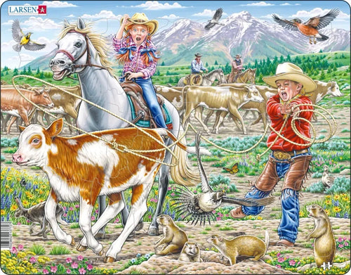 Larsen Cowgirl and Cowboy with Lasso 38pc Jigsaw Puzzle