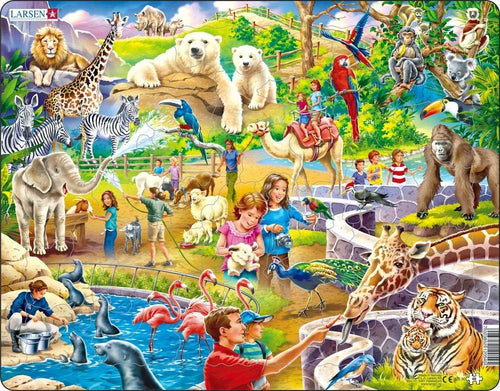 Larsen 48 Piece Children's Wooden Puzzle Zoo Animals