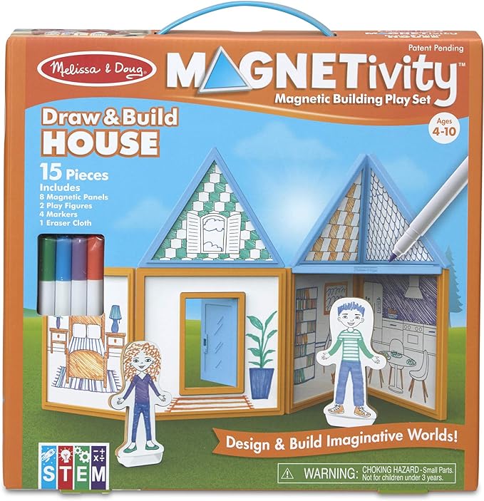 Melissa & Doug Magnetivity-Draw & Build House-30652
