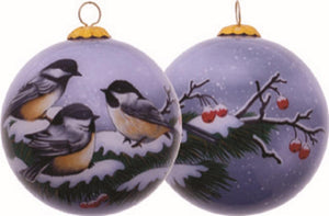 Winter Chickadee Hand Painted Christmas Ornament