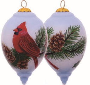 Cardinal On Pine Cone Hand Painted Christmas Ornament