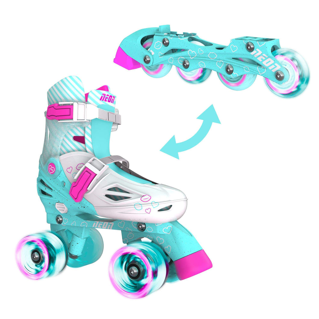 Neon - Neon Combo Skates 2in1 Inline & Quad Skates Teal Size 12-2
