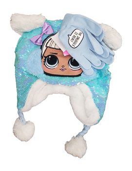 LOL Surprise Magic Sequin Hat with Sherpa & Matching Glove Set