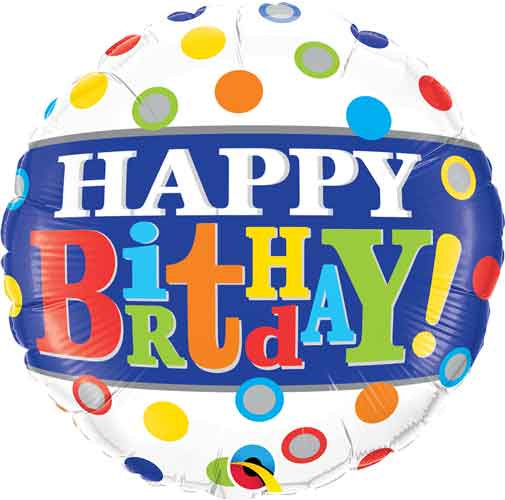 Birthday Band & Dots Foil Balloon