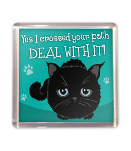 History & Heraldry - Wags Whiskers Magnet - Black Cat Crosses Path