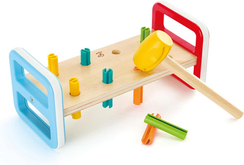 Hape Rainbow Pounding Bench Wooden Toy with Hammer