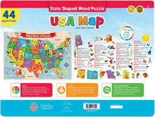 Load image into Gallery viewer, United States of America Map with State Capitals State Shaped Wooden 44pc Puzzle