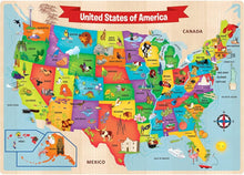 Load image into Gallery viewer, United States of America Map with State Capitals State Shaped Wooden 44pc Puzzle