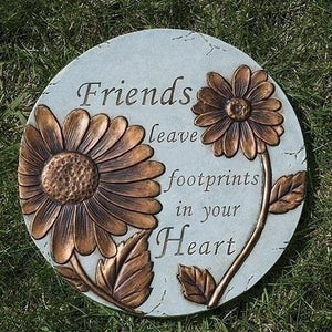 9"H FRIENDS LEAVE FOOTPRINTS Garden Stone