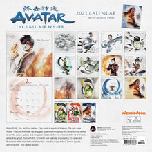 Load image into Gallery viewer, Avatar: The Last Airbender 2023 Collector&#39;s Edition Wall Calendar: 13 Watercolor Illustrations + Bonus Print