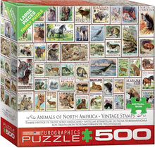 Load image into Gallery viewer, EuroGraphics North American Wildlife Vintage Stamps 500-Piece Puzzle