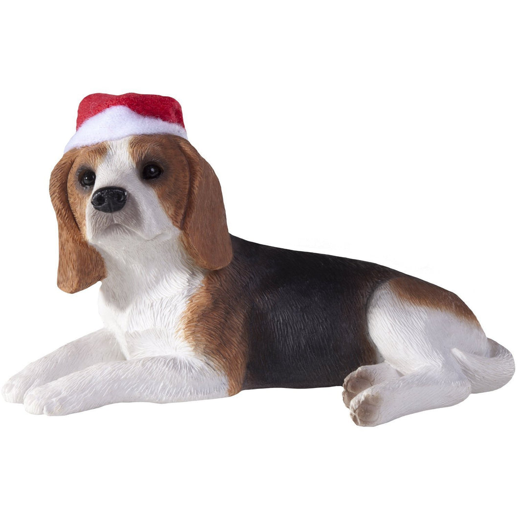 Sandicast Beagle with Santa Hat Christmas Ornament