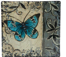 Load image into Gallery viewer, Angelstar Cozenza Collection Blue Butterfly Coaster Set-4&quot;