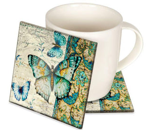 Angelstar Cozenza Collection Radiant Butterfly Coaster Set-4"