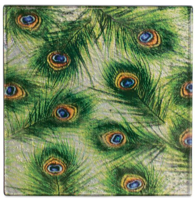 Angelstar Cozenza Collection Peacock Feathers Coasters Set