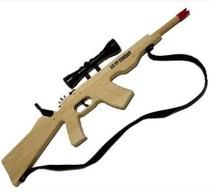 Magnum Wooden AK-47 Combat Rubber Band Rifle w/ Scope & Sling