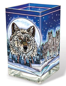 Wolf Pack Glass Votive Holder