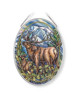May Your Heart Be Noble Elk Medium Oval Sun Catcher