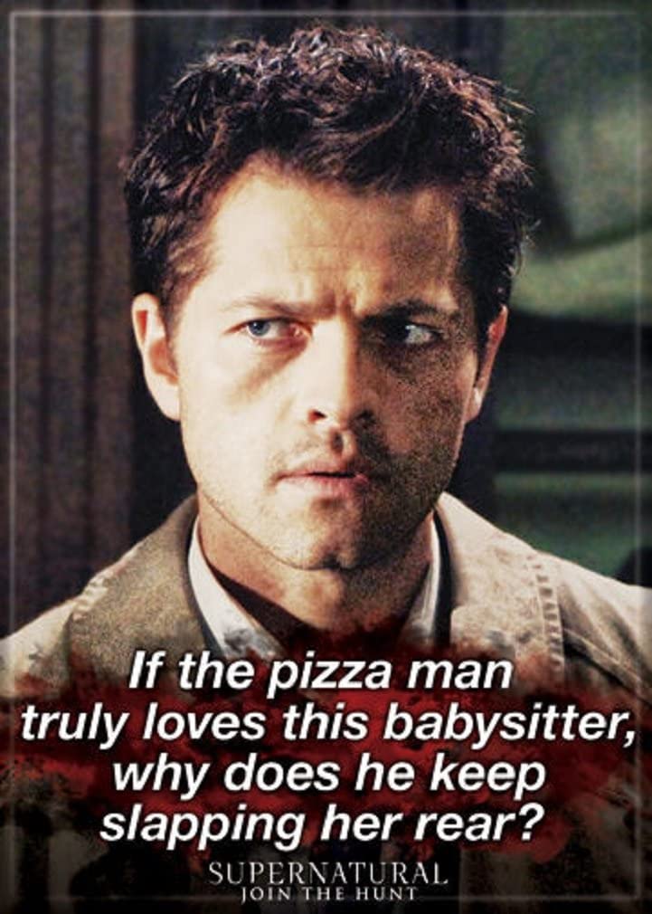 Supernatural Castiel Pizza Man  Licensed Magnet
