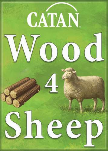 Catan Wood 4 Sheep Magnet