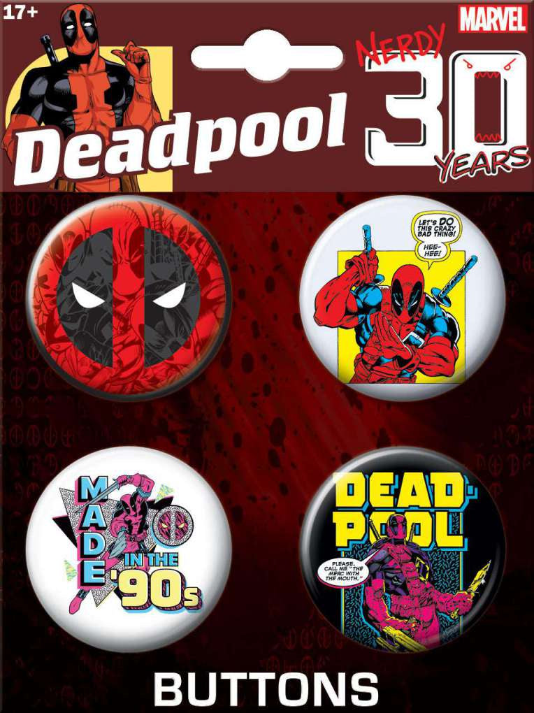 Deadpool 30th Anniversary 4 Button Set
