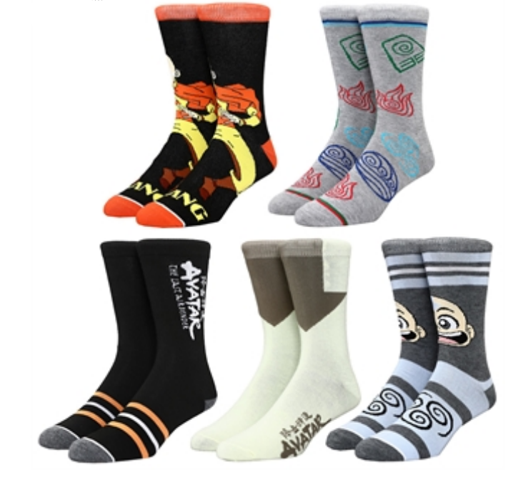 Avatar Last Airbender Mixed Art 5 Pair Crew Socks