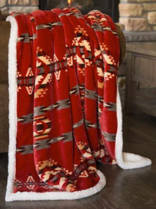 Carstens Red Southwest Fleece Throw Blanket