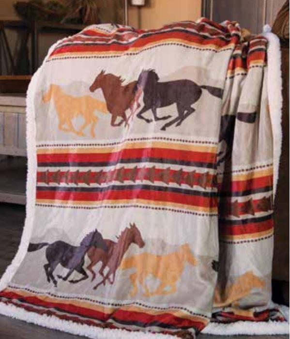 Carstens Wrangler Running Horses Blanket Throw