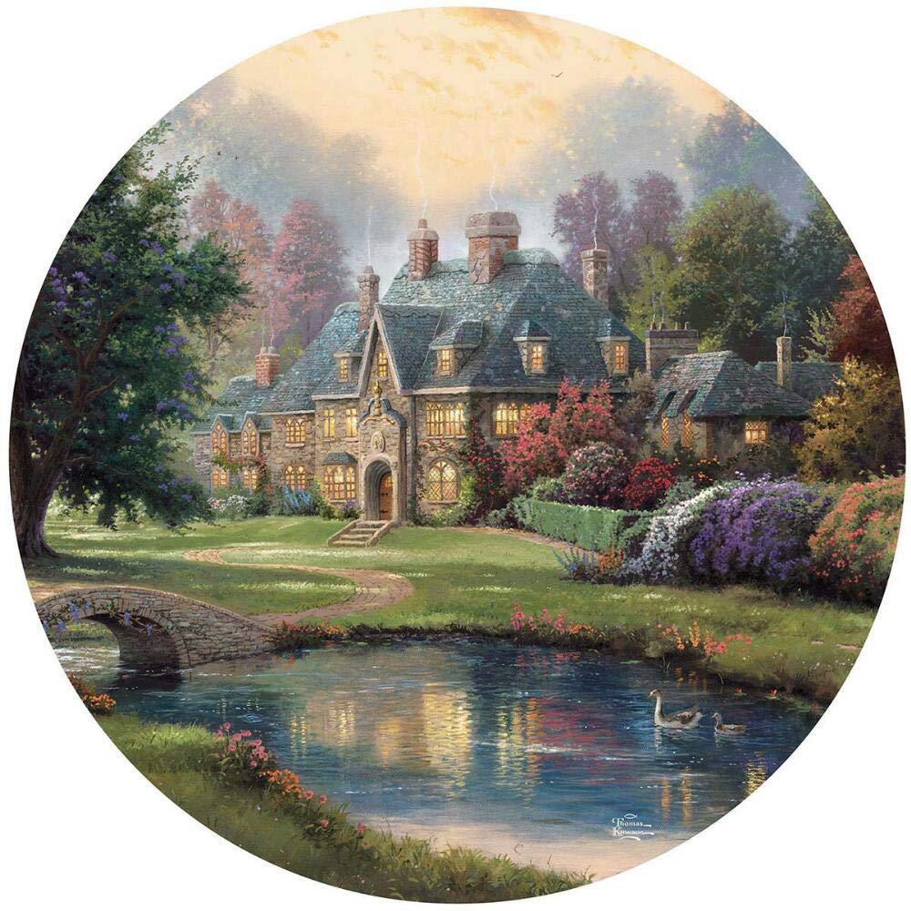 500 Piece Round Thomas Kinkade Puzzle- Lakeside Manor