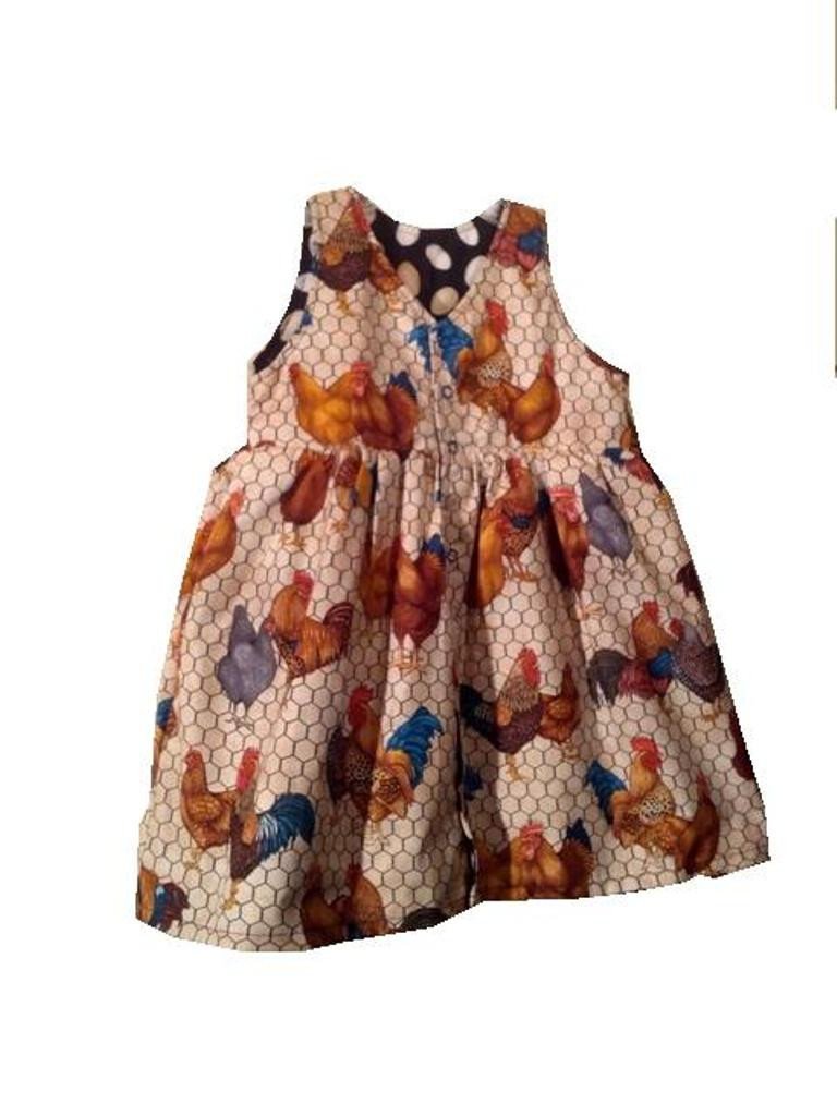 Girls Reversible Jumper Dress- 8-10- Chickens/Eggs