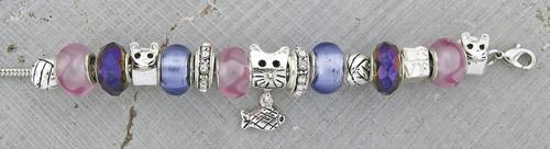 Purple Cat  Charm Bracelet