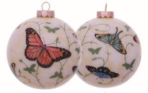 Butterflies Hand Painted Christmas Ornament
