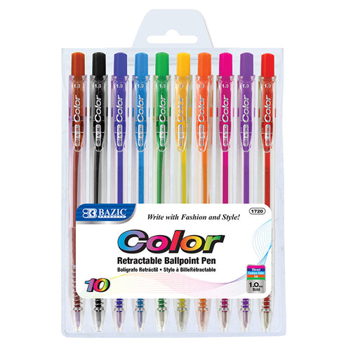 10 Color Retractable Ball Point Pen