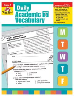 Daily Academic Vocabulary, Grade 3