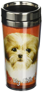 Tan Shih Tzu Thermos Travel Tumbler Mug