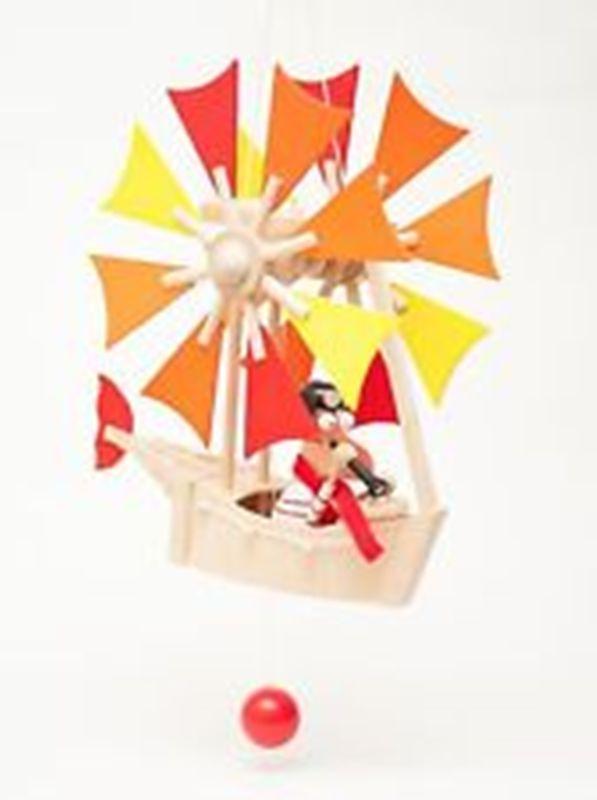 Wupper Airlines Small Red Wooden Windwheel Man in Boat - Freedom Day Sales