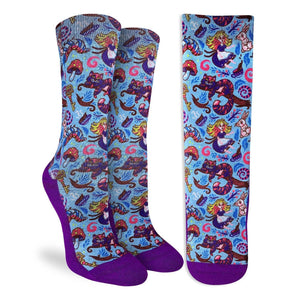 Women's Alice in Wonderland Crew Socks Fits size 5-9