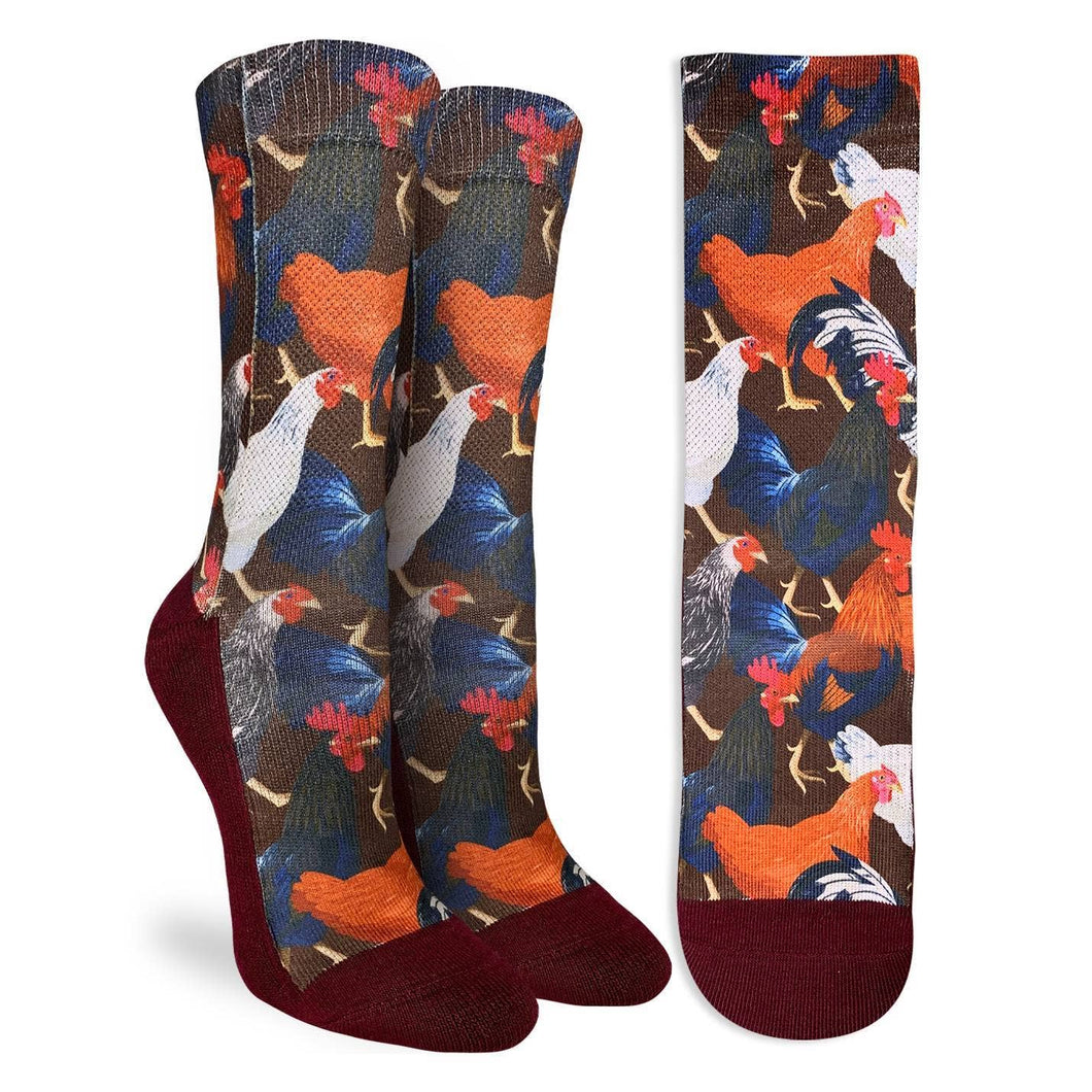 Women's Chickens and Roosters Crew Socks Fits size 5-9