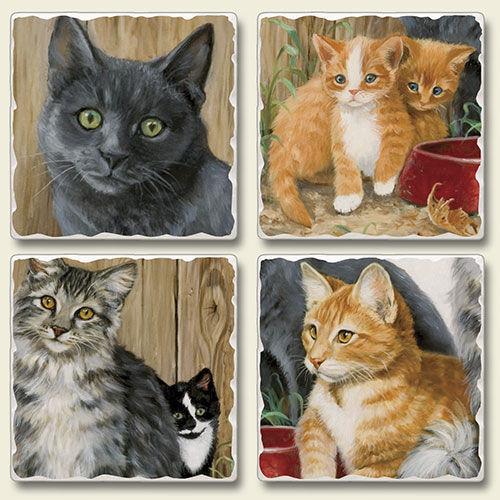 Absorbent Stone Magnets Set of 4- Barn Cats